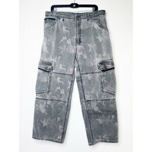 Harley-Davidson Cargo Pants Men’s 36x32 Gray Flame Camo Biker Outdoor Riding EUC